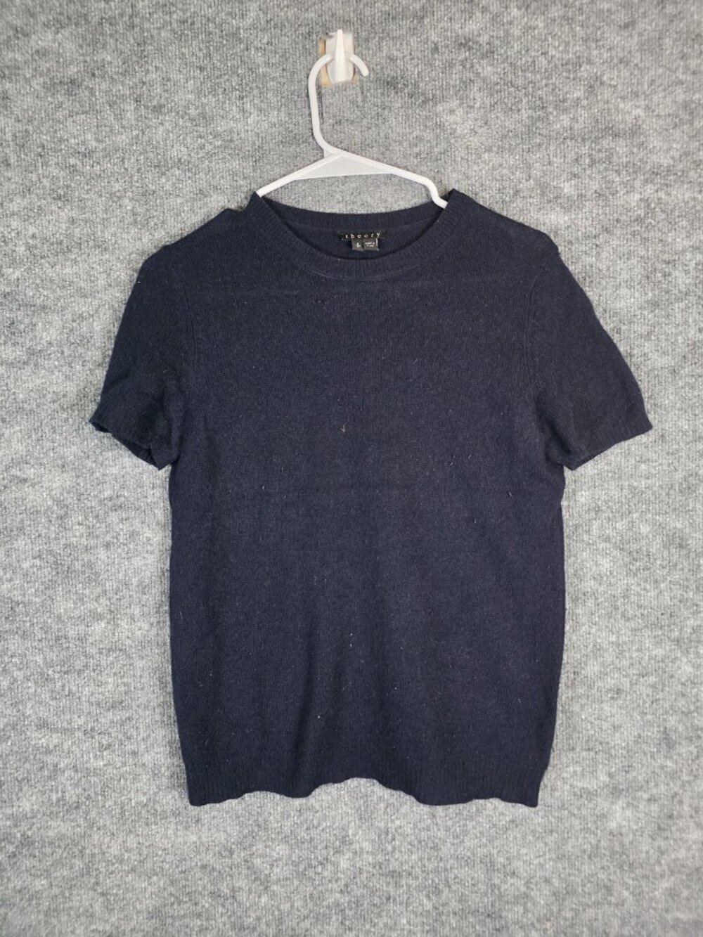 Theory Sweater Womens Small Navy Blue 100% Cashmere Crewneck Stains Pilling